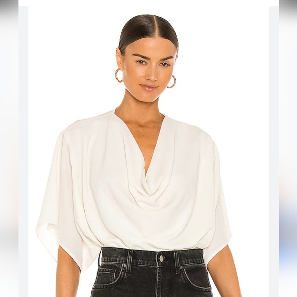 BB Dakota Loosely Inspired Cowl Neck Blouse White Size M New